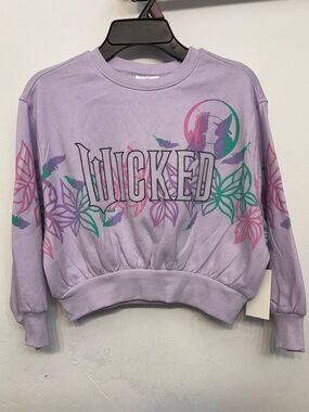 Wicked Purple Fleece Crop Crewneck Sweatshirt Girls Size Small 6-6x NWT